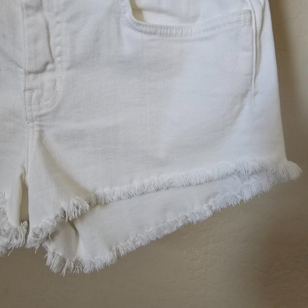 L'AGENCE Zoe White Frayed Cutoff Denim Shorts Size 27 Stretchy High Rise - Picture 6 of 15